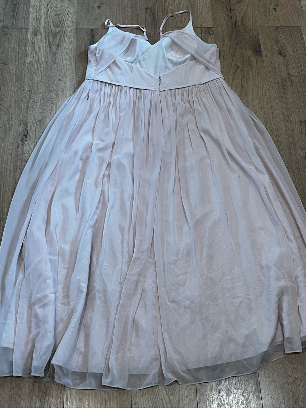 Azazie Dominic - Blushing Pink A-Line V-Neck Pleated Chiffon Dress - Picture 4 of 10
